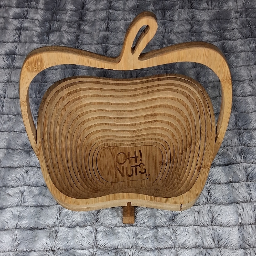 Oh! Nuts Wooden Apple Collapsible Fruit Bowl Basket